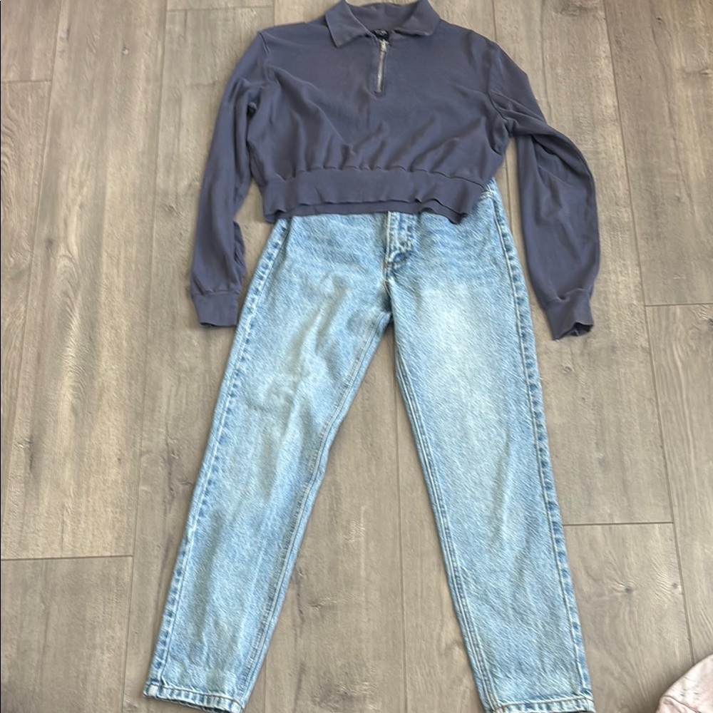 John Galt Denim Jeans and John Galt Long Sleeve Navy Top Size Xs & S